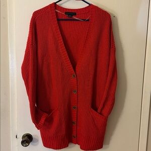 V-Neck Sweater in Bold Red